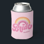 Rainbow Bride Retro Personalised  Can Cooler<br><div class="desc">Rainbow Bride Retro Personalised Can Cooler</div>