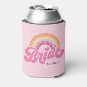 Rainbow Bride Retro Personalised  Can Cooler