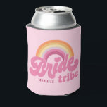 Rainbow Bride Tribe Retro Personalised Can Cooler<br><div class="desc">Rainbow Bride Tribe Retro Personalised Can Cooler</div>