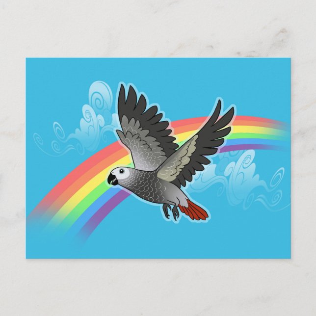 Rainbow bridge african grey parrot postcard (Front)