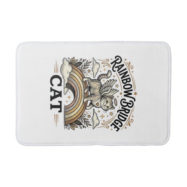 Rainbow Bridge Cat Cat Memorial Rainbow Bridge Vin Bath Mat (Front)