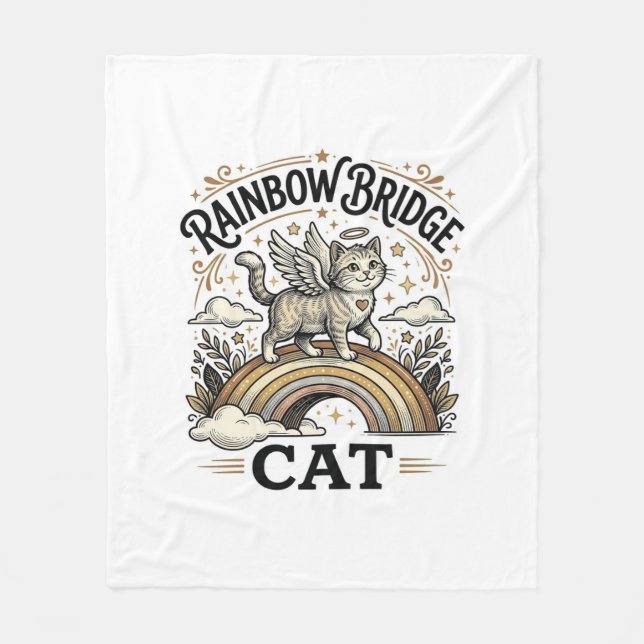 Rainbow Bridge Cat Cat Memorial Rainbow Bridge Vin Fleece Blanket (Front)