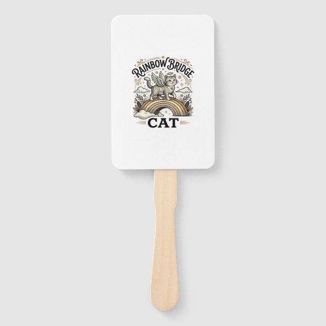 Rainbow Bridge Cat Cat Memorial Rainbow Bridge Vin Hand Fan (Front)