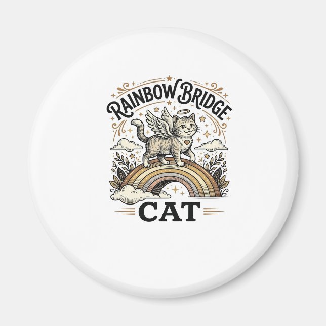 Rainbow Bridge Cat Cat Memorial Rainbow Bridge Vin Magnet (Front)