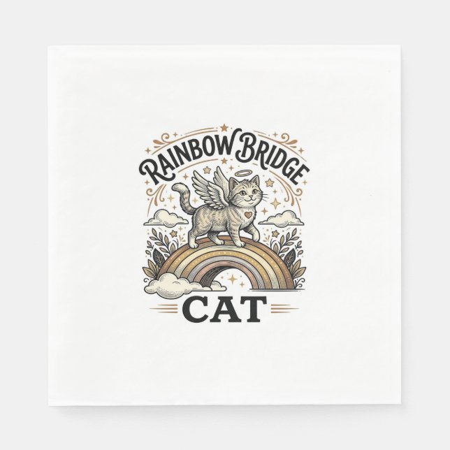 Rainbow Bridge Cat Cat Memorial Rainbow Bridge Vin Napkin (Front)