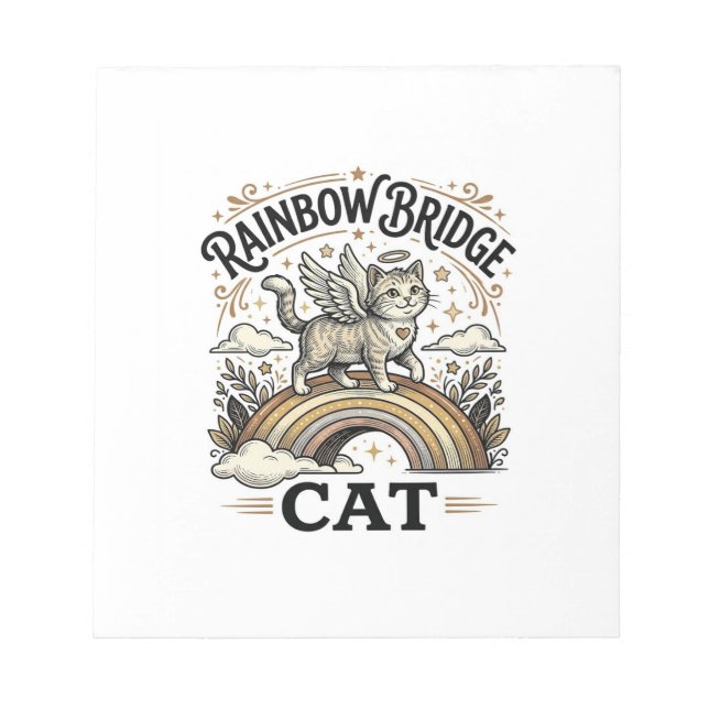 Rainbow Bridge Cat Cat Memorial Rainbow Bridge Vin Notepad (Front)