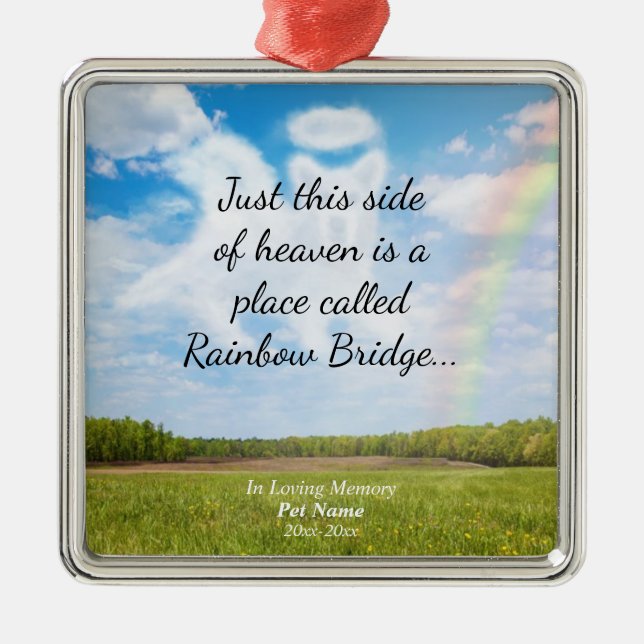 Rainbow Bridge Custom Dog Memorial Ornament (Front)