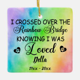 Rainbow Bridge Dog memorial, Custom photo & Name Ceramic Ornament