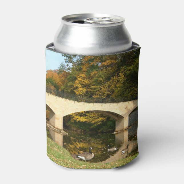 Rainbow Bridge in Fall at Grove City College Can Cooler (Can Front)