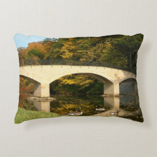 Rainbow Bridge in Fall at Grove City College Decorative Cushion