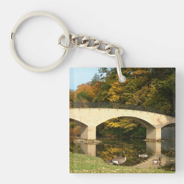 Rainbow Bridge in Fall at Grove City College Key Ring (Front)