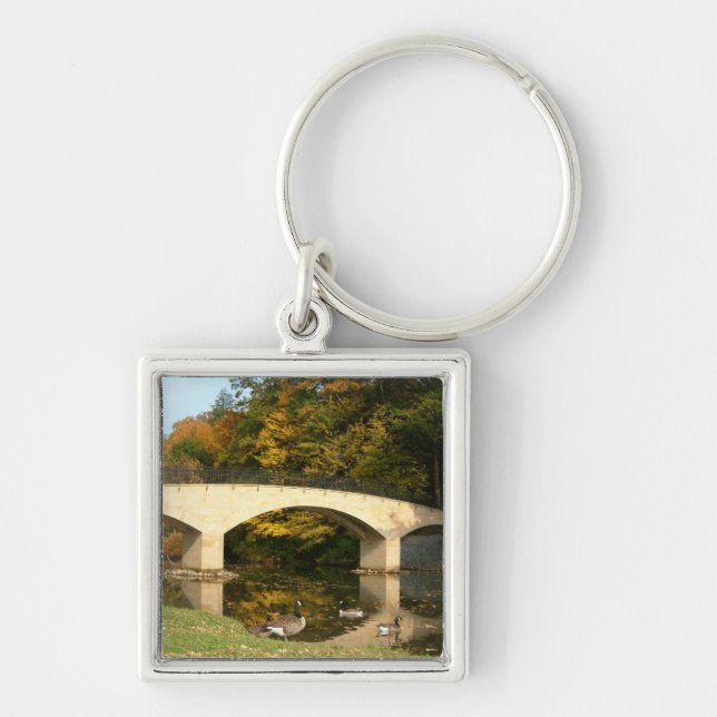 Rainbow Bridge in Fall at Grove City College Key Ring (Front)