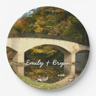 Rainbow Bridge in Fall at Grove City College Paper Plate