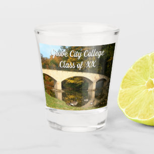 Rainbow Bridge in Fall at Grove City College Shot Glass