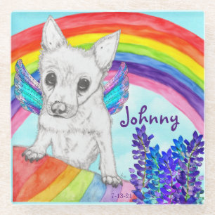 Rainbow Bridge Loss of a Pet Dog Glass Coaster