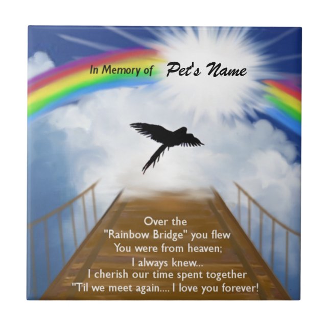 Rainbow Bridge Memorial Poem for Birds Tile (Front)