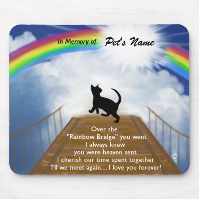 Rainbow Bridge Memorial Poem for Cats Mouse Pad (Front)