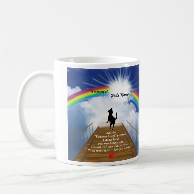 Rainbow Bridge Memorial Poem for Dogs Coffee Mug (Left)