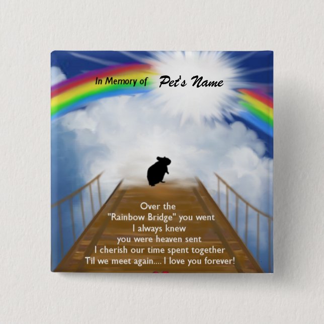 Rainbow Bridge Memorial Poem for Hamsters 15 Cm Square Badge (Front)