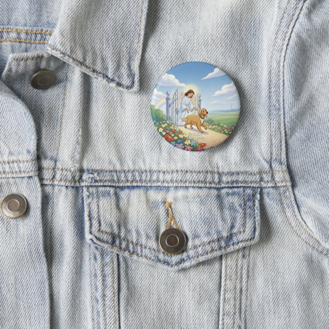Rainbow Bridge – Personalised Pet Memorial Button (In Situ)