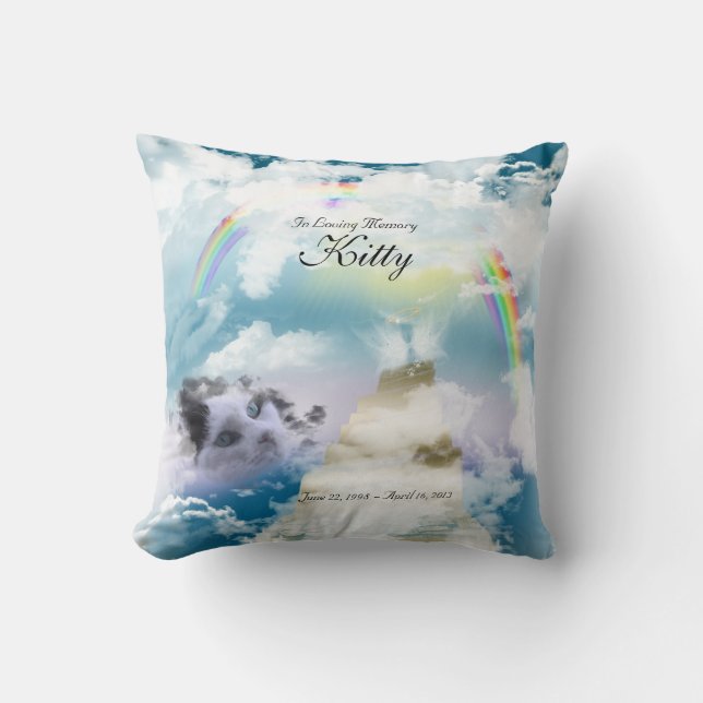 Rainbow Bridge Pet Cat Memorial Cushion (Front)