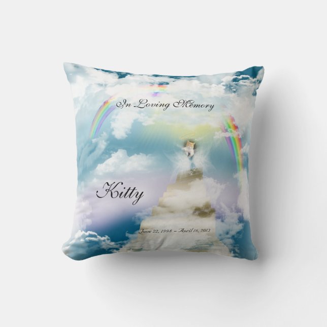 Rainbow Bridge Pet Cat Memorial Cushion (Front)
