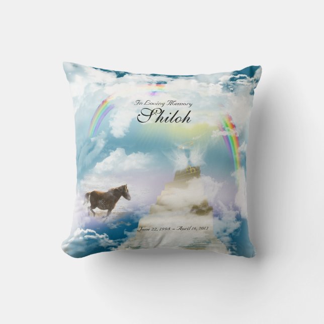 Rainbow Bridge Pet Horse Memorial Cushion (Front)