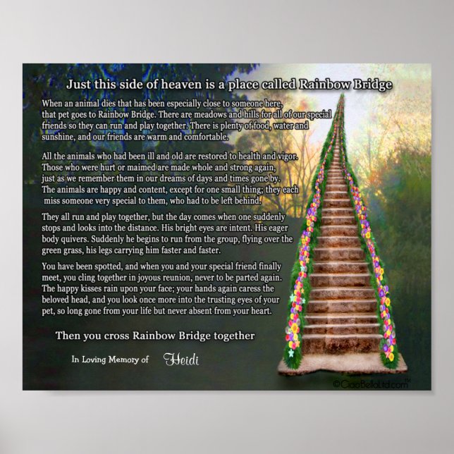 Rainbow Bridge Pet Loss Personalised Wall Print (Front)