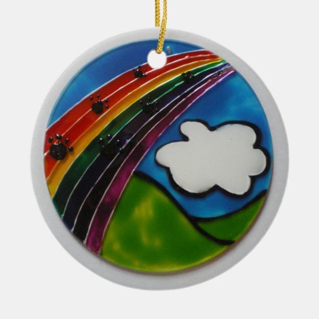 Rainbow Bridge Pet Memorial Ceramic Tree Decoration (Front)