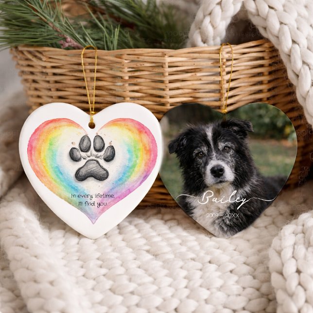 Rainbow Bridge Pet Memorial Photo Print Ceramic Tree Decoration (Creator Uploaded)