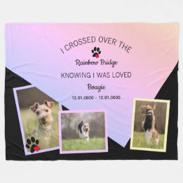 Rainbow Bridge Photo Pet Memorial Fleece Blanket