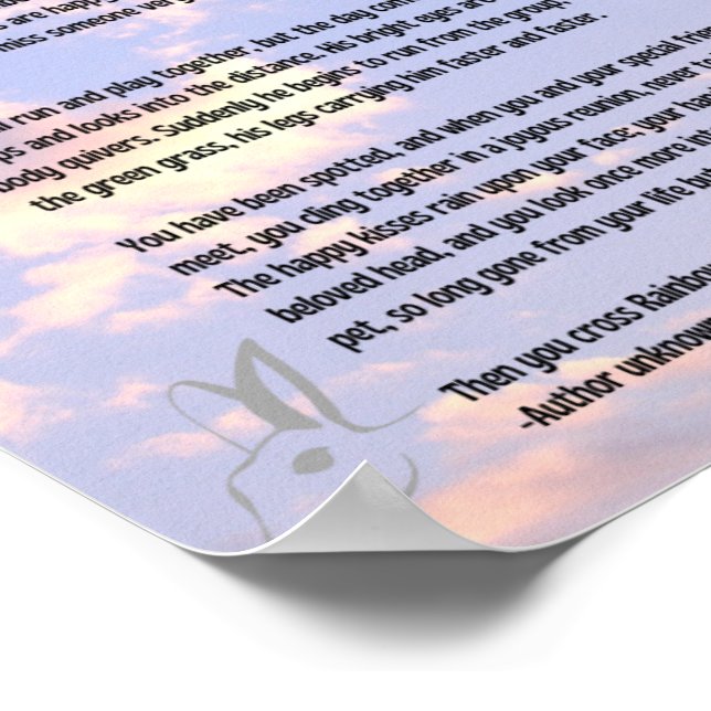 Rainbow bridge poem in the clouds poster (Corner)