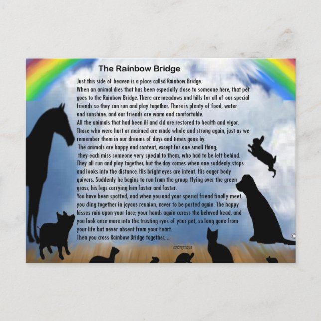 Rainbow Bridge Poem Postcard (Front)