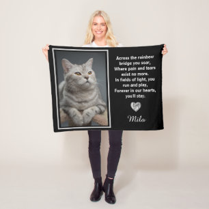 Rainbow Bridge Silver Pet Cat Dog Memorial Fleece Blanket