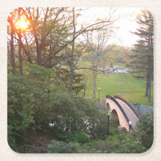 Rainbow Bridge Sunset at Grove City College Square Paper Coaster