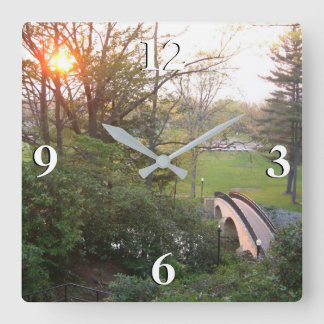 Rainbow Bridge Sunset at Grove City College Square Wall Clock