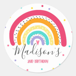 Rainbow Bright Birthday Party Decorations Favours Classic Round Sticker
