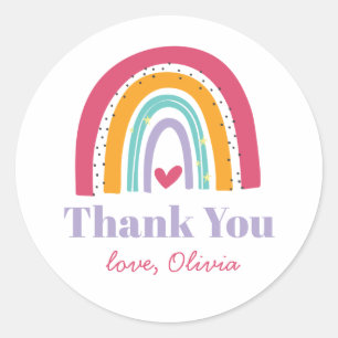 Rainbow Bright Birthday Thank You Favour Classic Round Sticker