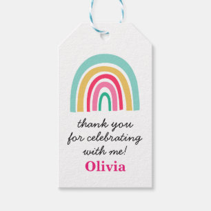 Rainbow bright colours birthday Thank You Gift Tags