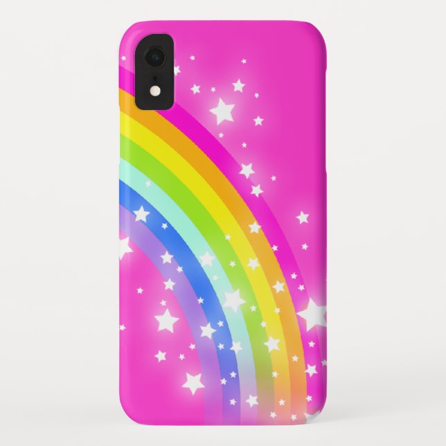 Rainbow bright pink kids iphone case (Back)