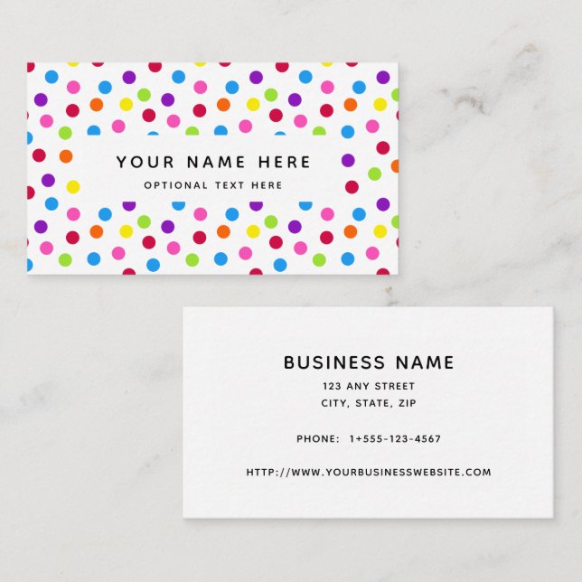Rainbow Bright Polka Dots Confetti Pattern Busines Business Card (Front/Back)