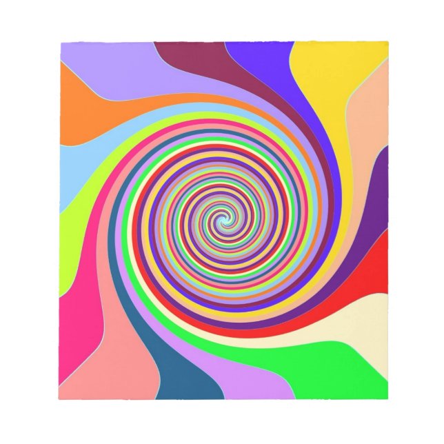 Rainbow bright psychedelic pop art candy swirl notepad (Front)