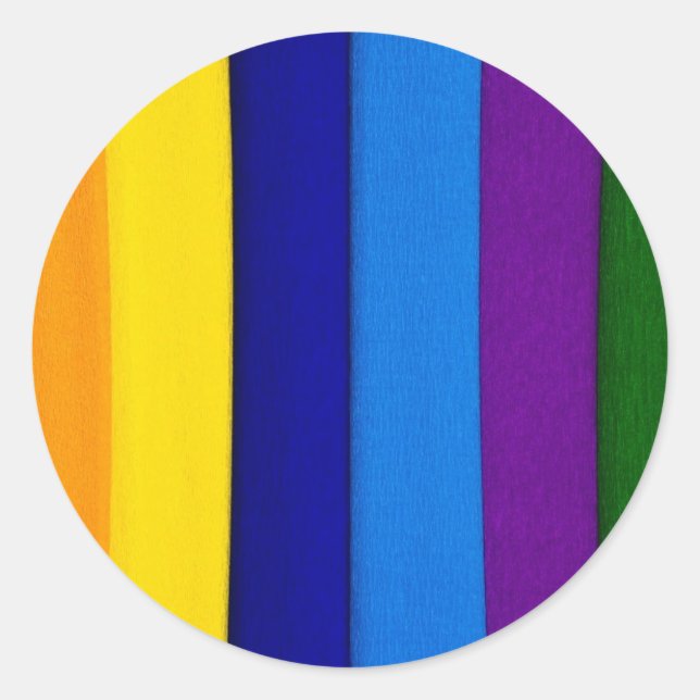 Rainbow bright stripes classic round sticker (Front)