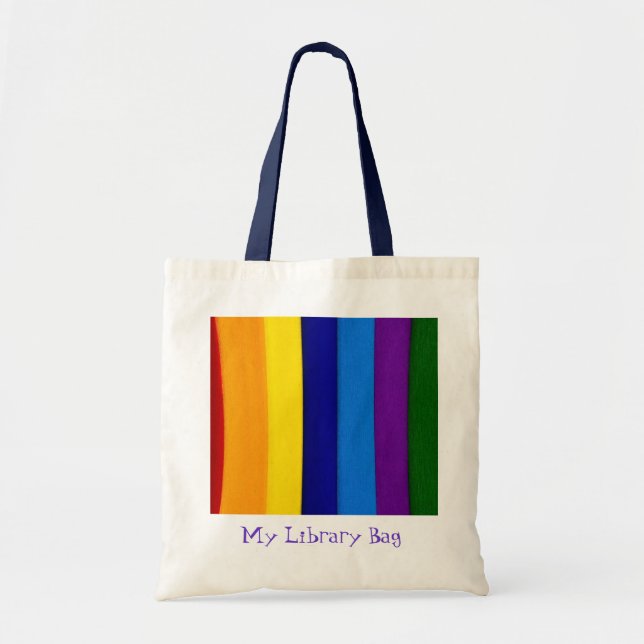 Rainbow bright stripes kids library bag (Front)