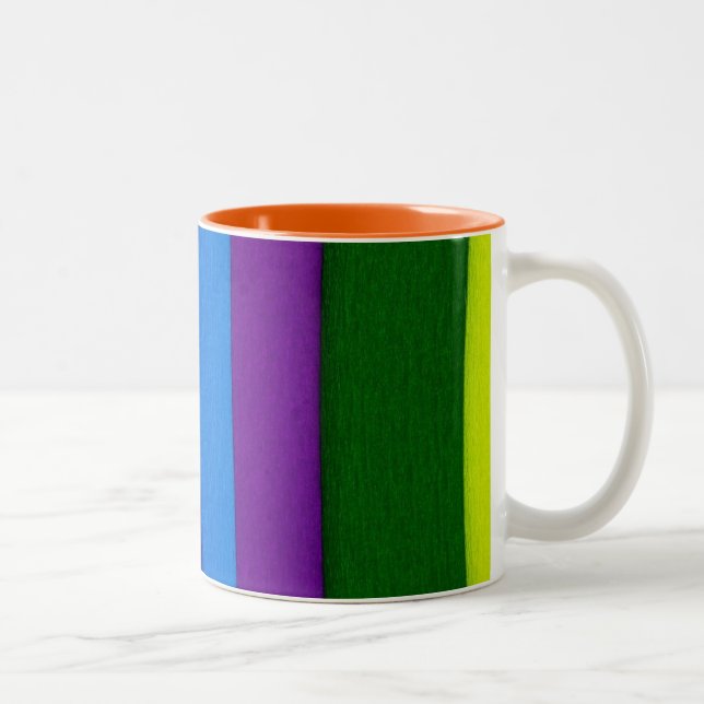Rainbow bright stripes Two-Tone coffee mug (Right)