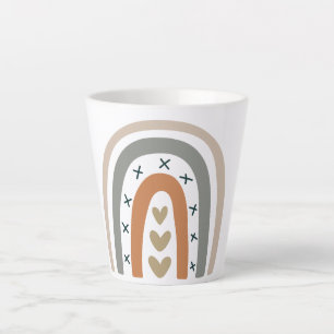 Rainbow brown beige grey modern white latte mug