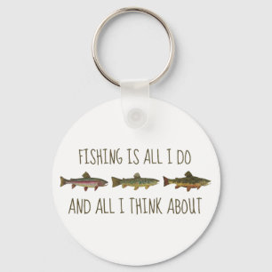 Rainbow Brown Brook Trout Fishing Quote Key Ring
