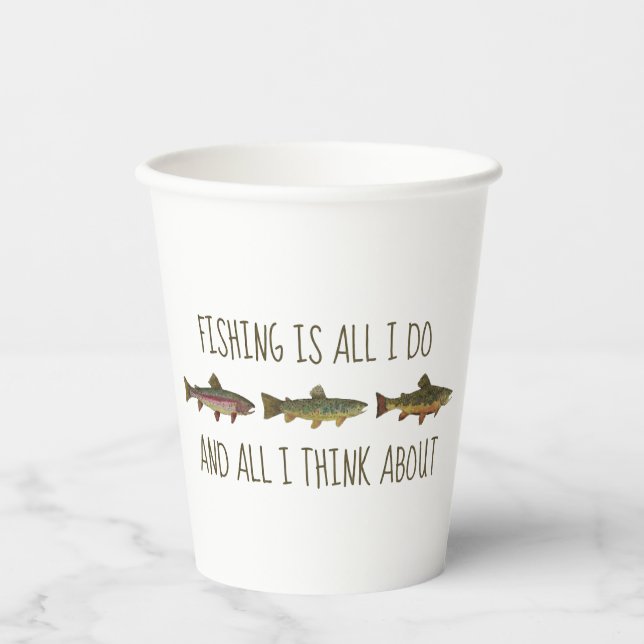 Rainbow Brown Brook Trout Fishing Quote Paper Cups (Front)