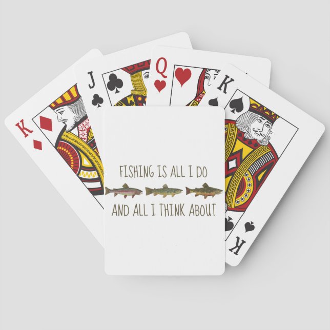 Rainbow Brown Brook Trout Fishing Quote Playing Cards (Back)