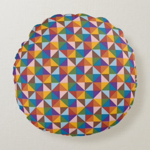 Rainbow, Brown, Pink and Blue Pinwheel Round Cushion